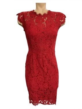 Miusol NWT Red Floral Lace Midi Dress Size S